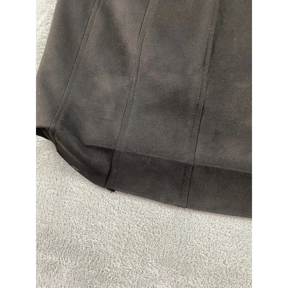 Free People Black Faux Suede Ruched Mini Skirt‎ Side Slit Size 2 OB1003429